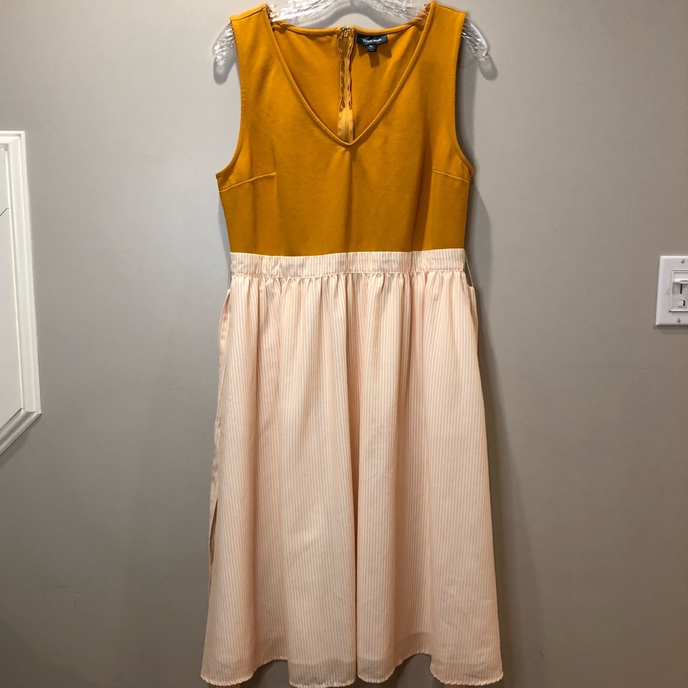 ModCloth Sleeveless Mustard Yellow MIDI Dress
